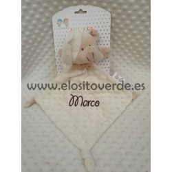 Doudou bebé bordado Topos osito crudo