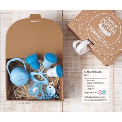 Caja Regalo bebé Chupete  cadena  Sonajero  Porta chupete