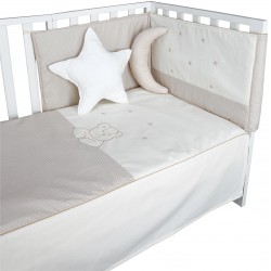 Conjunto de Cuna Beige Oso Estrellas Cojín Luna Estrella