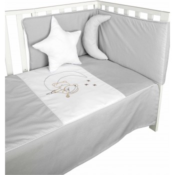 Conjunto de Cuna Gris Oso Luna Cojín Luna Estrella