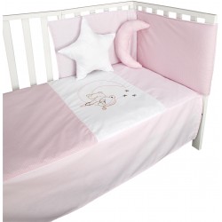 Conjunto de Cuna Rosa Oso Luna Cojín Luna Estrella