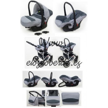 Carro LarGO 3 piezas Silver Gris Mengue