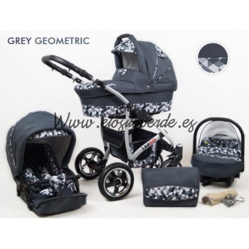 Carro LarGO 3 piezas Silver Gris Geometric