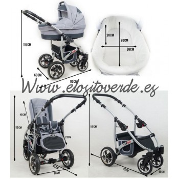 Carro LarGO 3 piezas Silver Gris