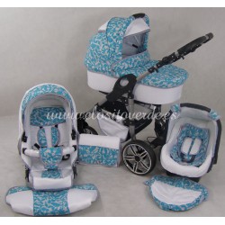 Carro de bebé Milano 3 piezas Turquesa Rameado