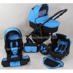 Carro de bebé Milano 3 piezas Azul negro