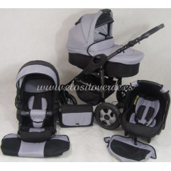 Carro de bebé Milano 3 piezas Gris negro