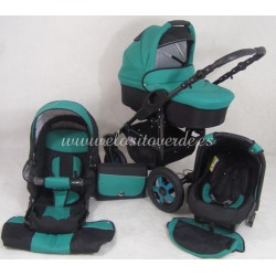 Carro de bebé Milano 3 piezas Verde Petroleo negro