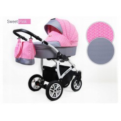 Queen Carro de bebé 3 en 1 rosa gris