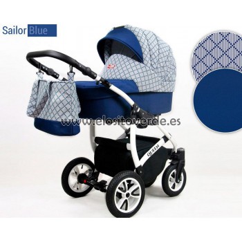 Queen Carro de bebé 3 en 1 azul marino