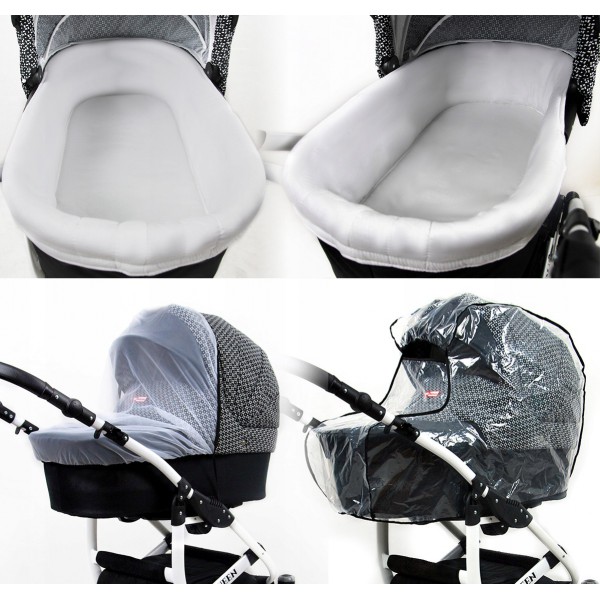 Queen Carro de bebé 3 en 1 azul marino