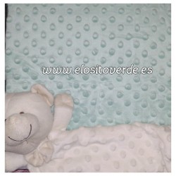 Manta topitos bordada verde agua super precio