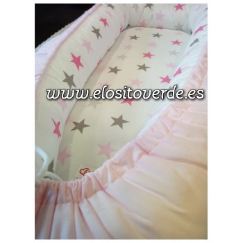 Nido colecho moisés bebé reversible Estrellas Rosa