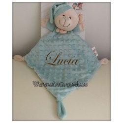 Doudou topitos verde agua bebé bordado osito