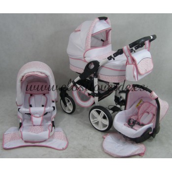 Carro de bebé Smile 3 piezas blanco rosa leopardo