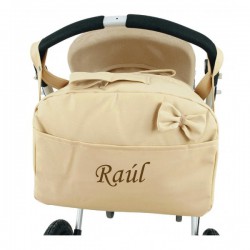 Bolso Maternal Piel Beige Personalizable