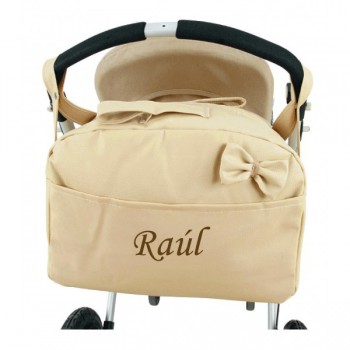 Bolso Maternal Piel Beige Personalizable