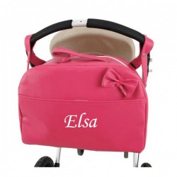 Bolso Maternal Piel Fucsia Personalizable Nombre