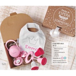 Caja Regalo bebé Babero  Chupete  cadena  Sonajero  Porta...