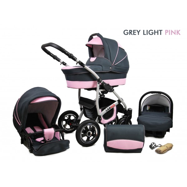 Largo 3 piezas carro bebé rosa gris