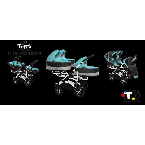 Carro trillizos trippy premium verde tropical
