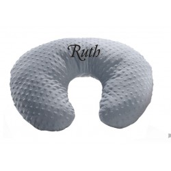 Cojín de lactancia gris topitos con nombre