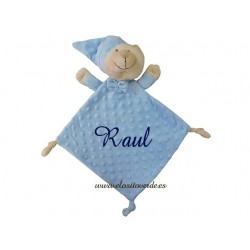 Doudou bebé bordado osito azul