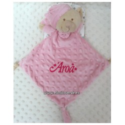 Doudou bebé bordado Topos osito rosa