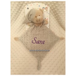 Doudou bebé bordado Topos osito Gris