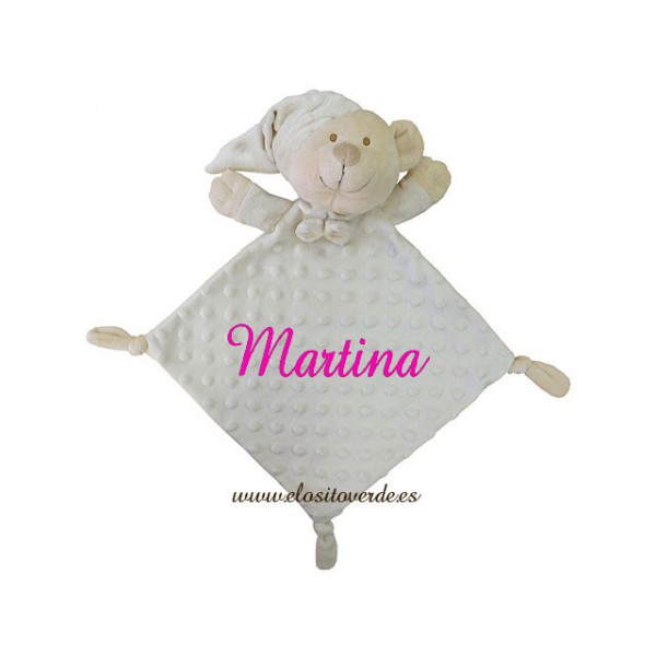 Doudou bebé bordado Topos osito Gris