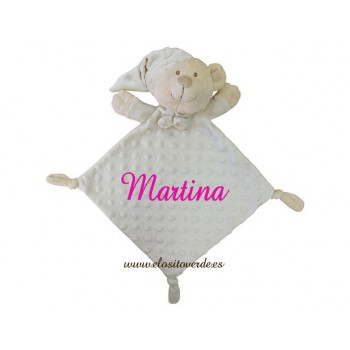 Doudou bebé bordado Topos osito Gris