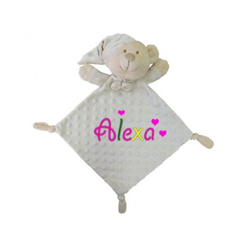 Doudou bebé bordado Topos osito Gris