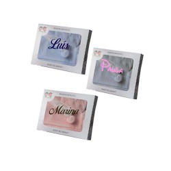 Manta terciopelo pompón calentita Nombre a personalizar