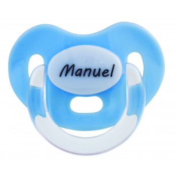 Chupete azul con nombre personalizado