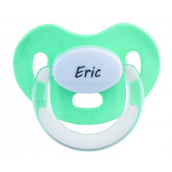 Chupete aguamarina con nombre personalizado