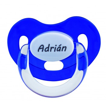 Chupete azul electrico con nombre personalizado