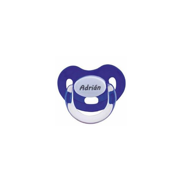 Chupete azul electrico con nombre personalizado