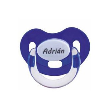 Chupete azul electrico con nombre personalizado