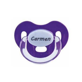 Chupete morado con nombre personalizado
