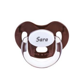 Chupete marrón con nombre personalizado