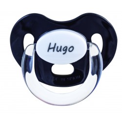 Chupete negro con nombre personalizado