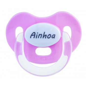 Chupete rosa con nombre personalizado