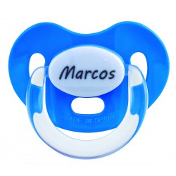 Chupete turquesa con nombre personalizado