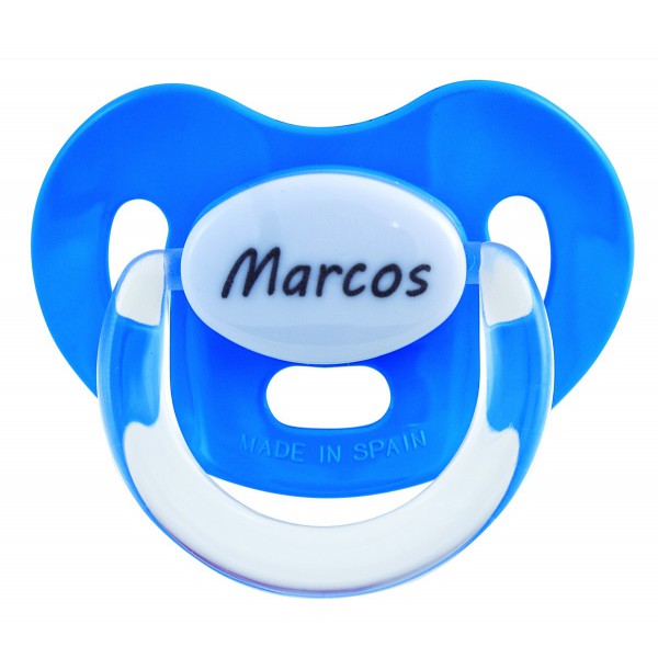 Chupete turquesa con nombre personalizado
