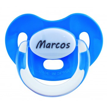 Chupete turquesa con nombre personalizado