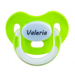 Chupete verde con nombre personalizado