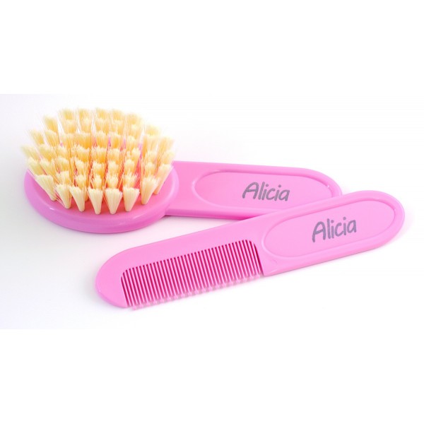 Peine  cepillo rosa con nombre bebé