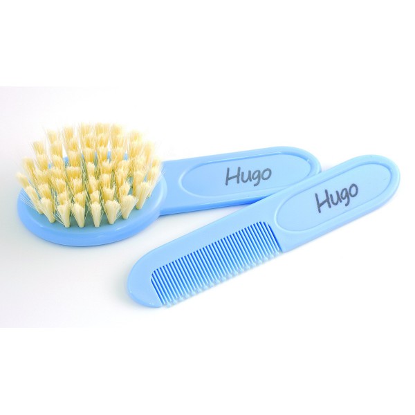 Peine  cepillo azul con nombre bebé