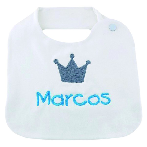 Baberos con nombre bebé corona niño