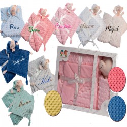 Conjunto Manta Topitos  Doudou bordada con nombre
